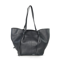Abuba Soft Black Leather Tote Bag