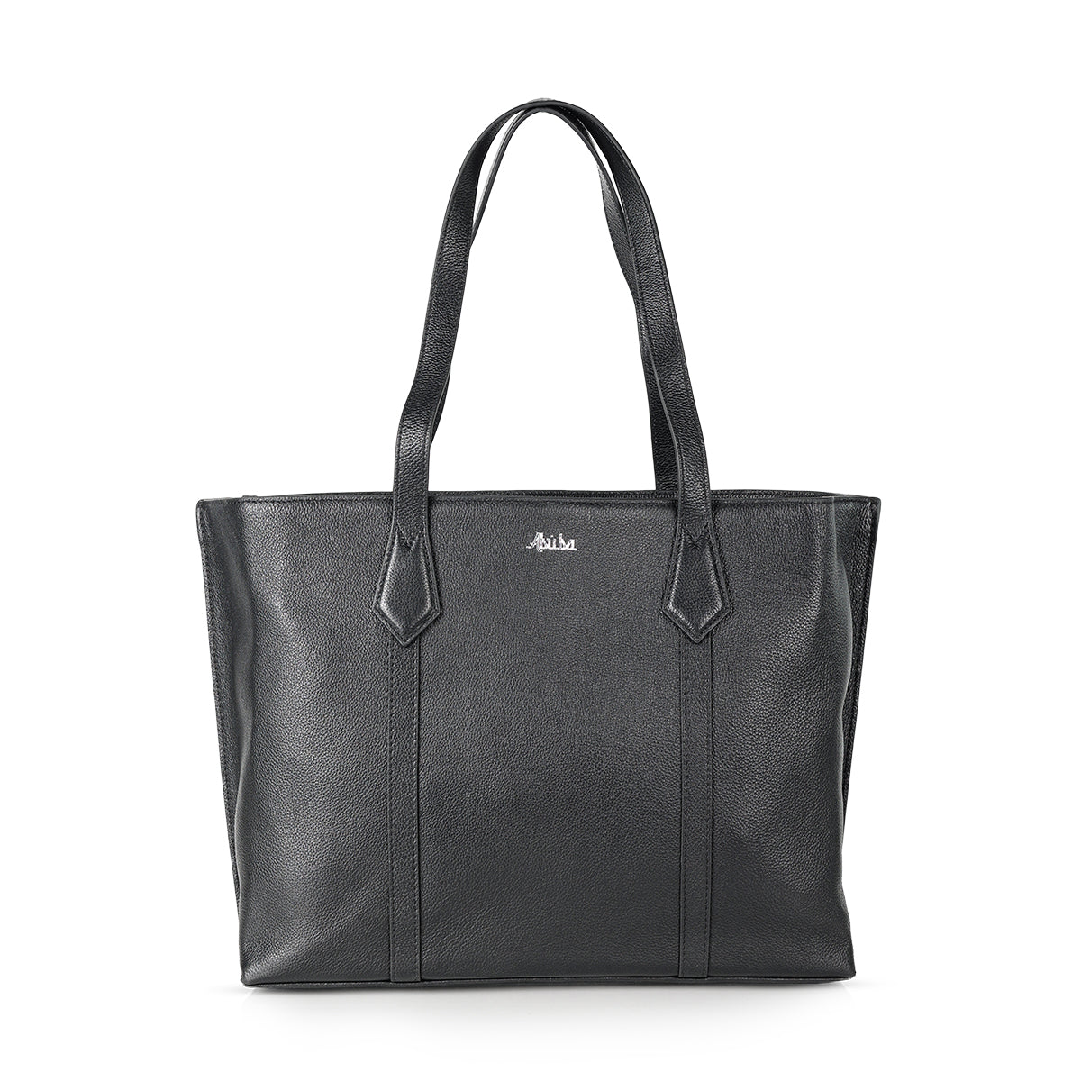 Abuba Large Black Leather Tote Bag