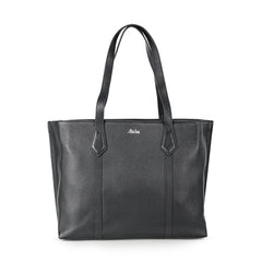 Abuba Large Black Leather Tote Bag