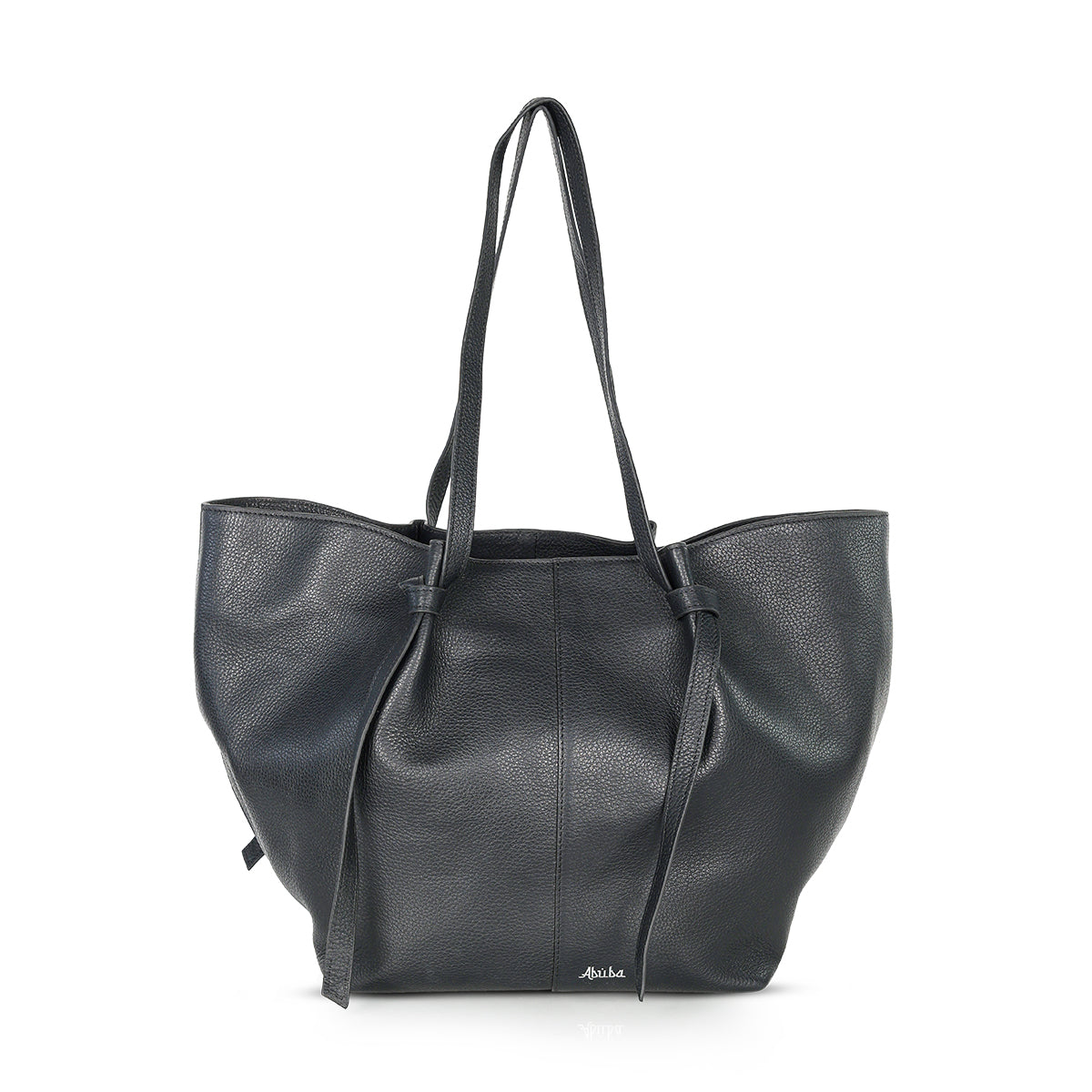 Abuba Soft Black Leather Tote Bag
