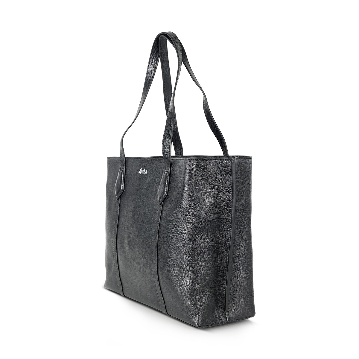 Abuba Large Black Leather Tote Bag