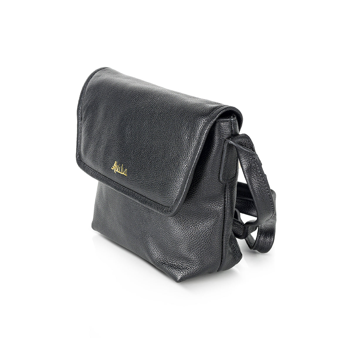 Abuba Black Leather Crossbody Bag