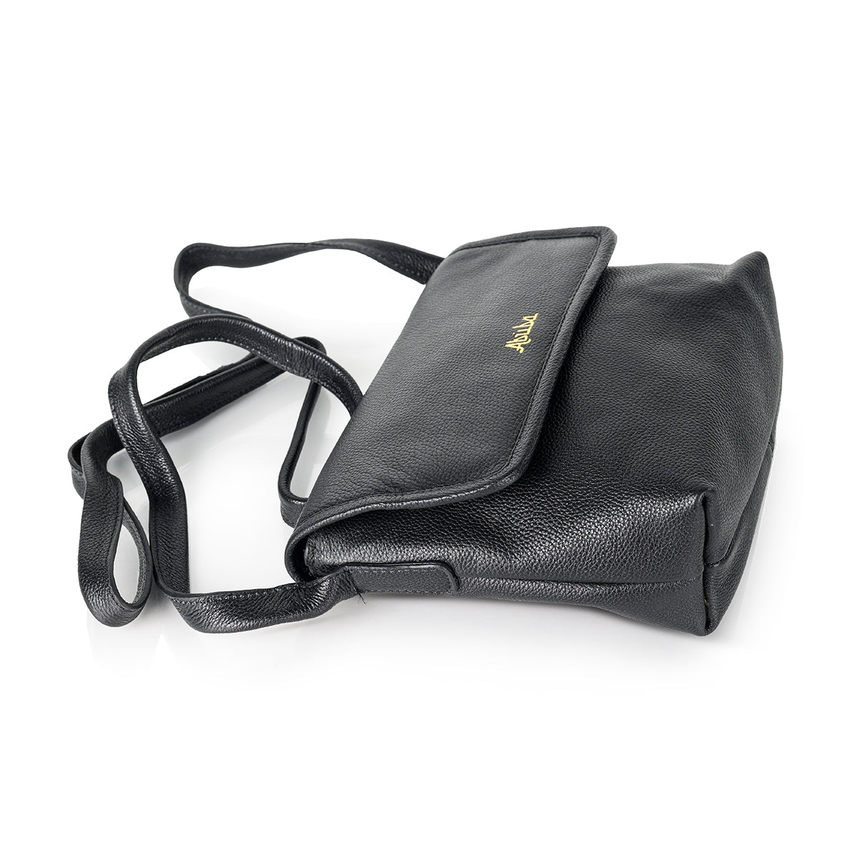 Abuba Black Leather Crossbody Bag