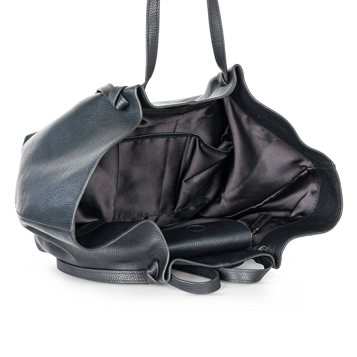 Abuba Soft Black Leather Tote Bag
